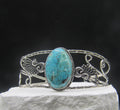 The Plume Crest Cuff — Oval Turquoise & Silver Peacock Wrist Cuff