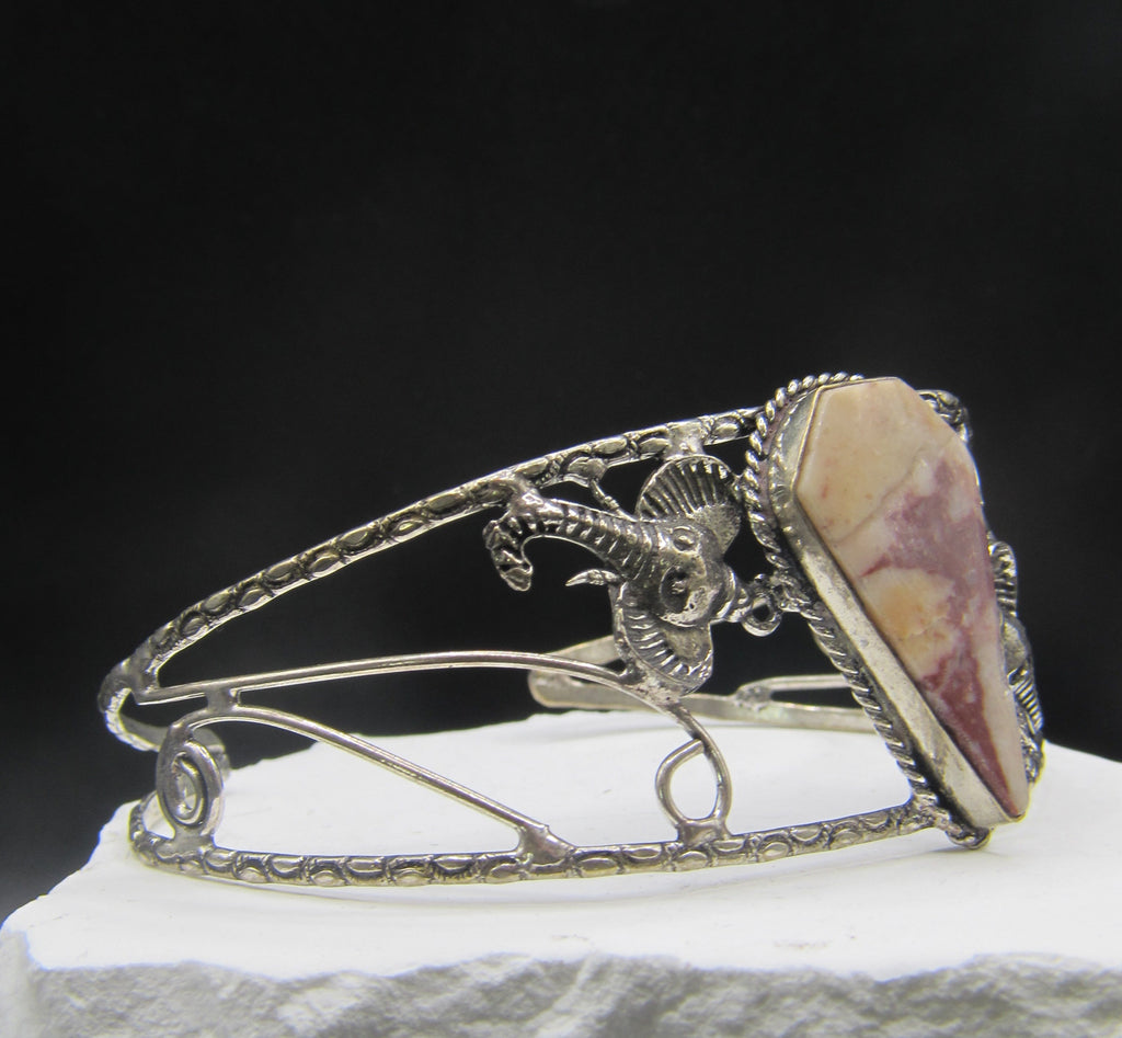 The Ganesh Cuff — V shaped Malachite & Silver Elephant Head Wrist Cuff