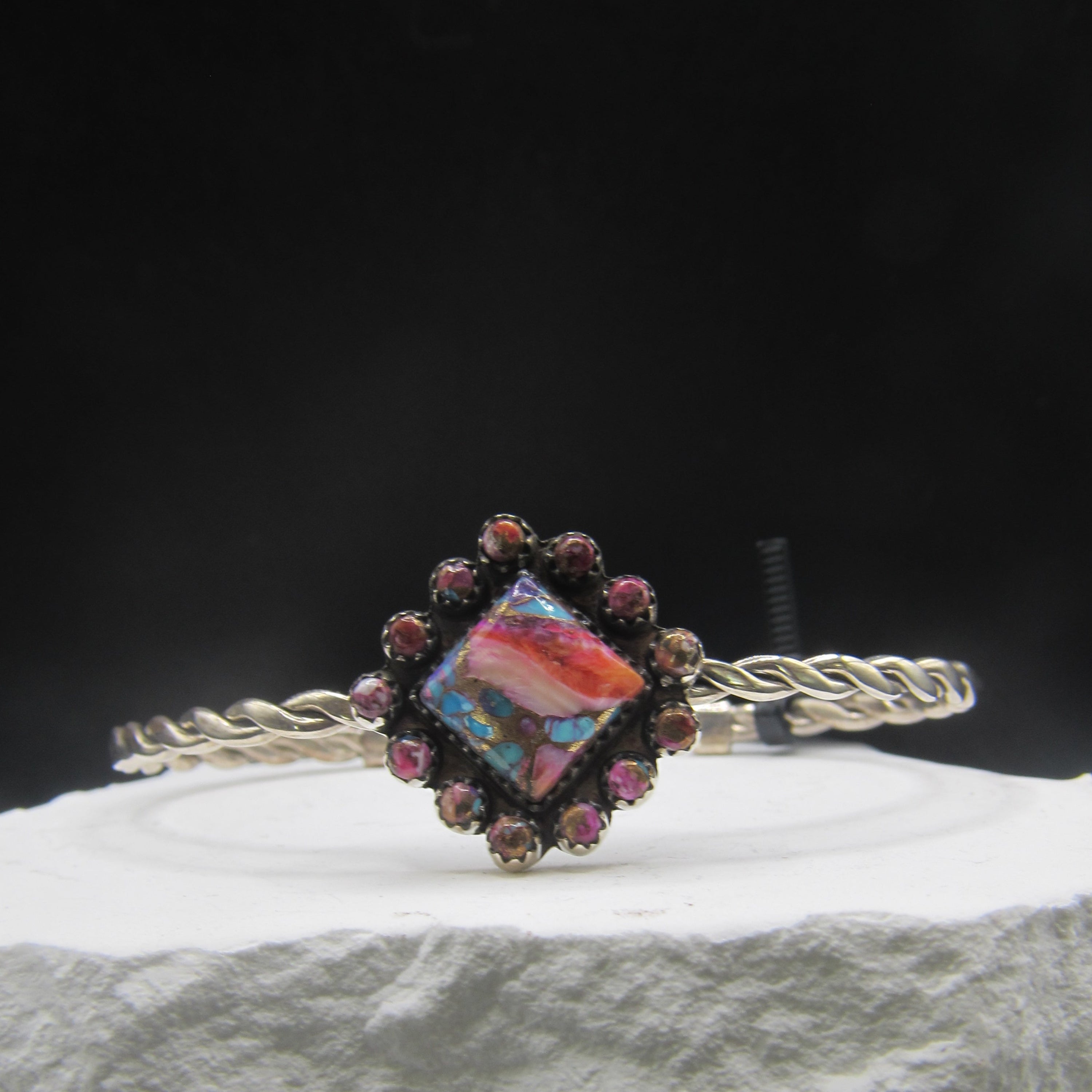 The Blush Edge Cuff — Square Pink Mohave Turquoise & 925 Silver Strand