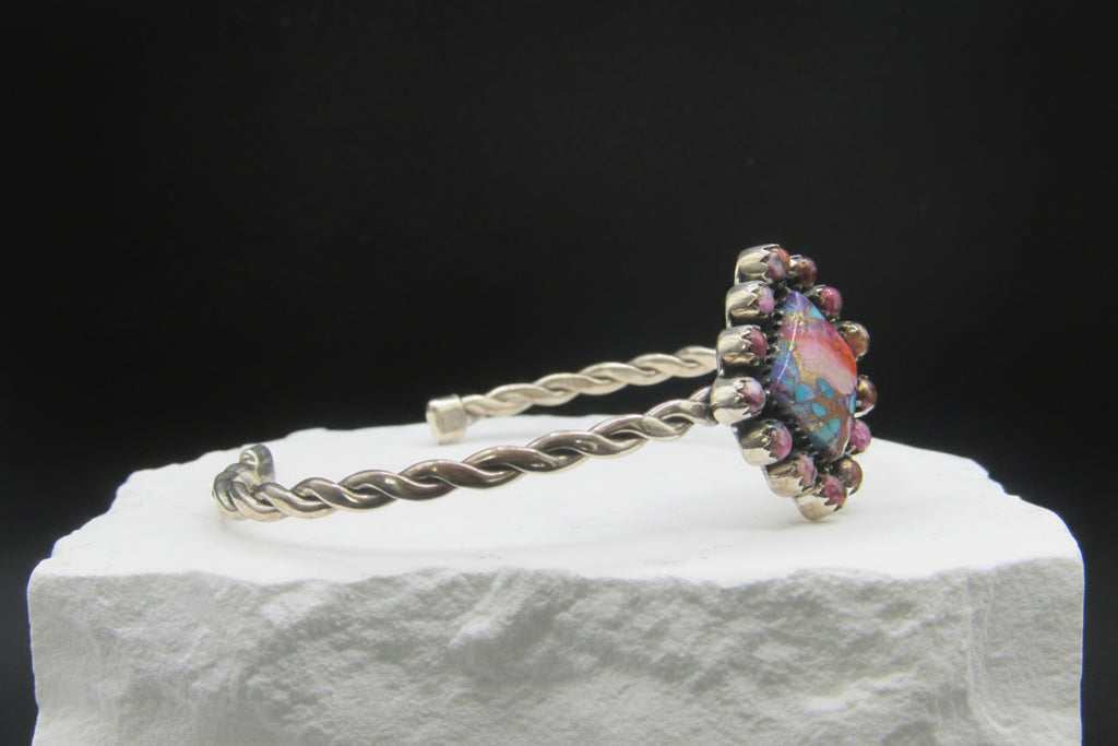 The Blush Edge Cuff — Square Pink Mohave Turquoise & 925 Silver Strand