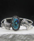 The Canopy Cuff — Blue Turquoise & Silver Leaf Wrist Cuff