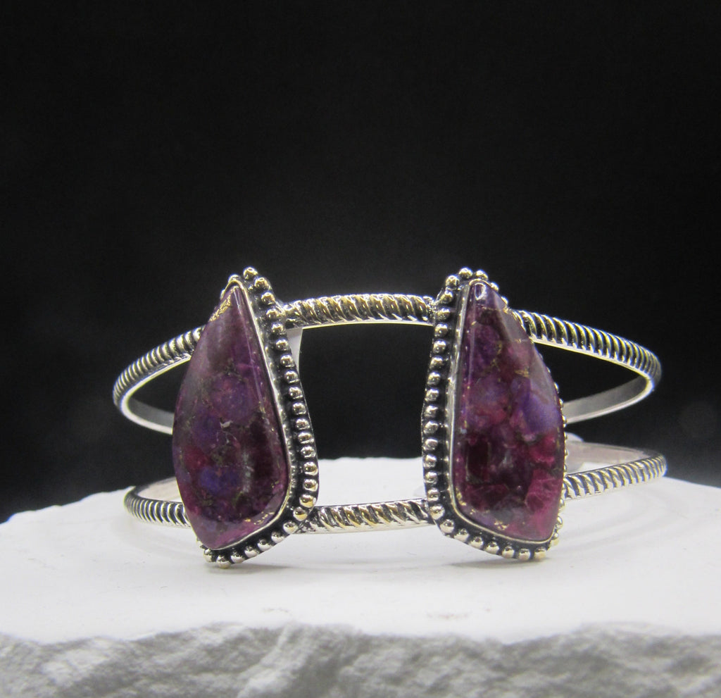The Dusk Cuff — Double Purple Mohave Stone & Silver Wrist Cuff