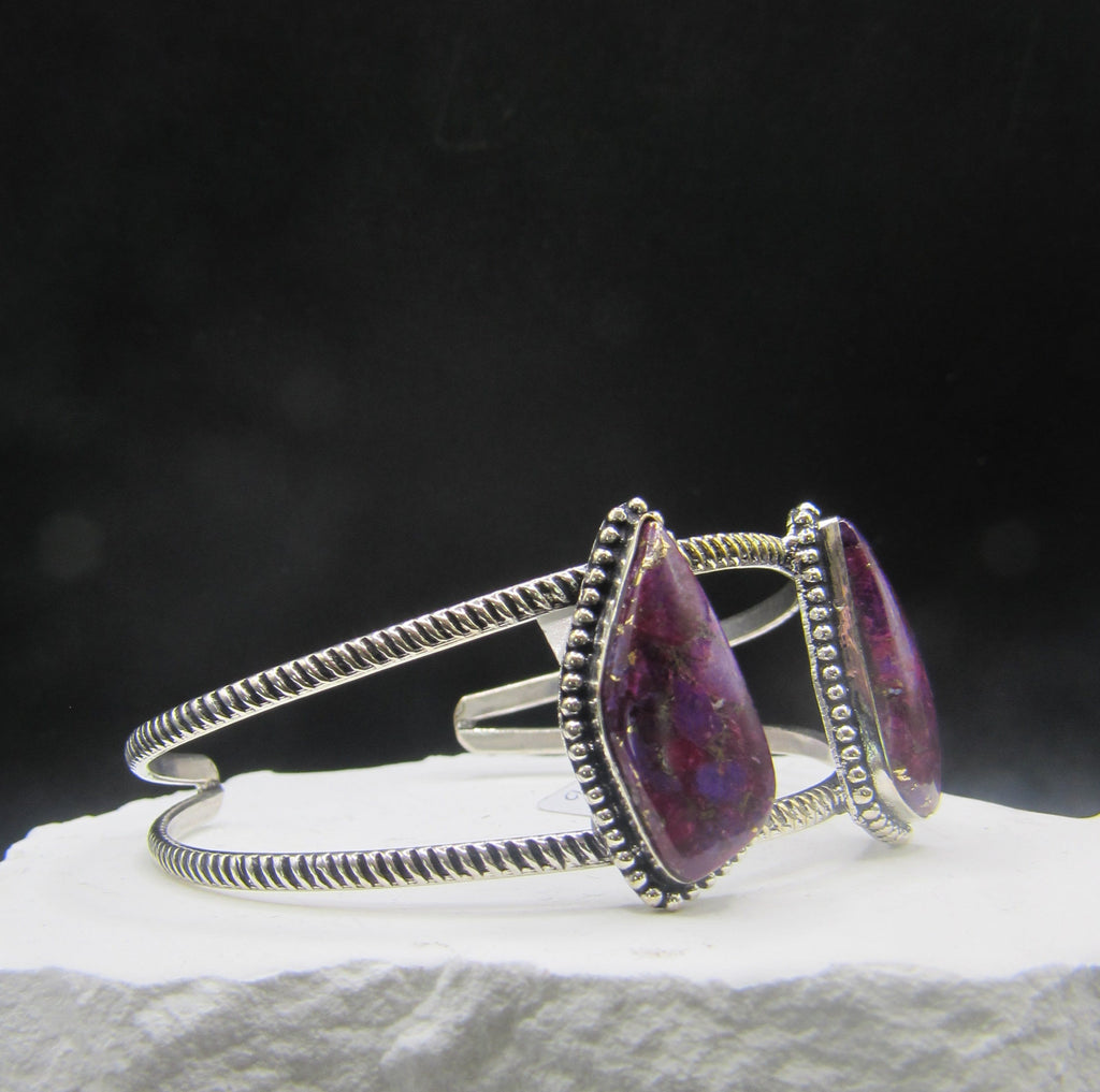 The Dusk Cuff — Double Purple Mohave Stone & Silver Wrist Cuff