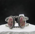 The Dahlia Cuff — Double Rose Copper Dahlia Stone & Silver Wrist Cuff