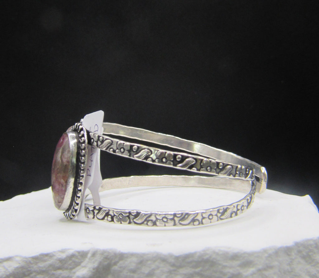 The Dahlia Cuff — Double Rose Copper Dahlia Stone & Silver Wrist Cuff