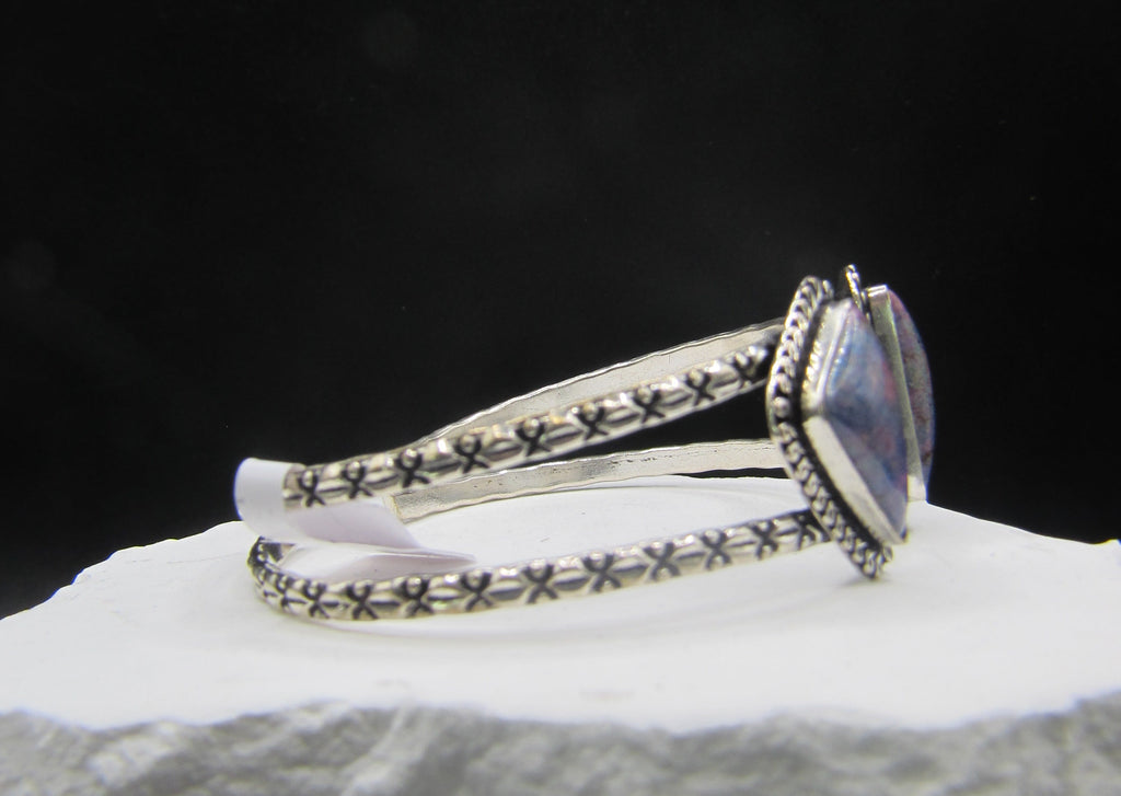 The Apex Cuff — Double Triangle Purple Mohave Stone & Silver Wrist Cuff