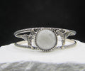 The Luna Cuff — Rainbow Moonstone & Silver Wrist Cuff