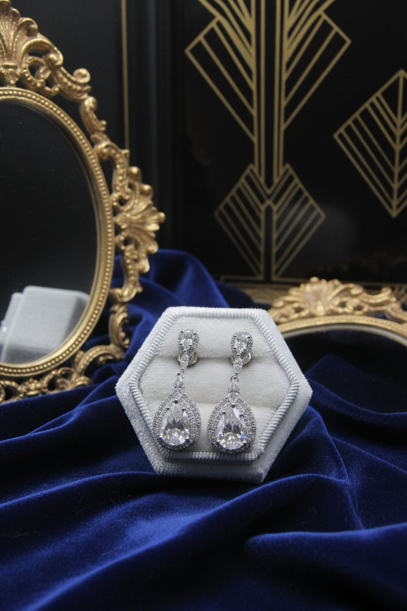 The Pear Drop Halo Earrings