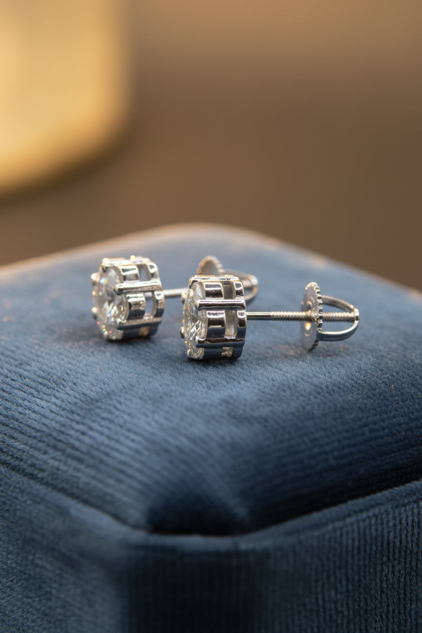 The Stellar Cluster Studs — VVS D Moissanite Cluster Screwbacks in 925 Sterling Silver