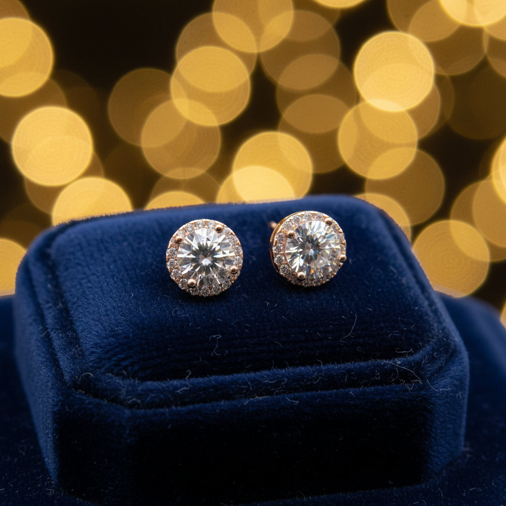 The Rose Dusk Halo Studs