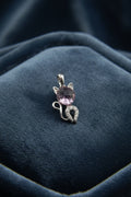 Pink Moissanite Cat Pendant