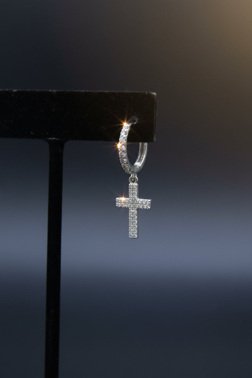 Moissanite Cross Hoop Earrings