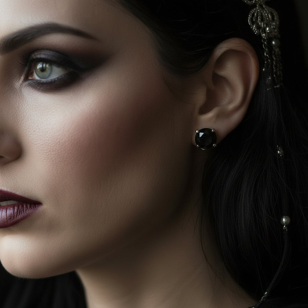 Noir Onyx CZ Stud Earrings