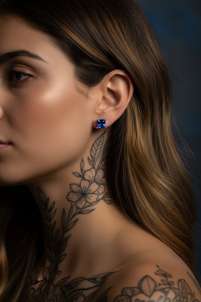 Midnight Sapphire Stud Earrings