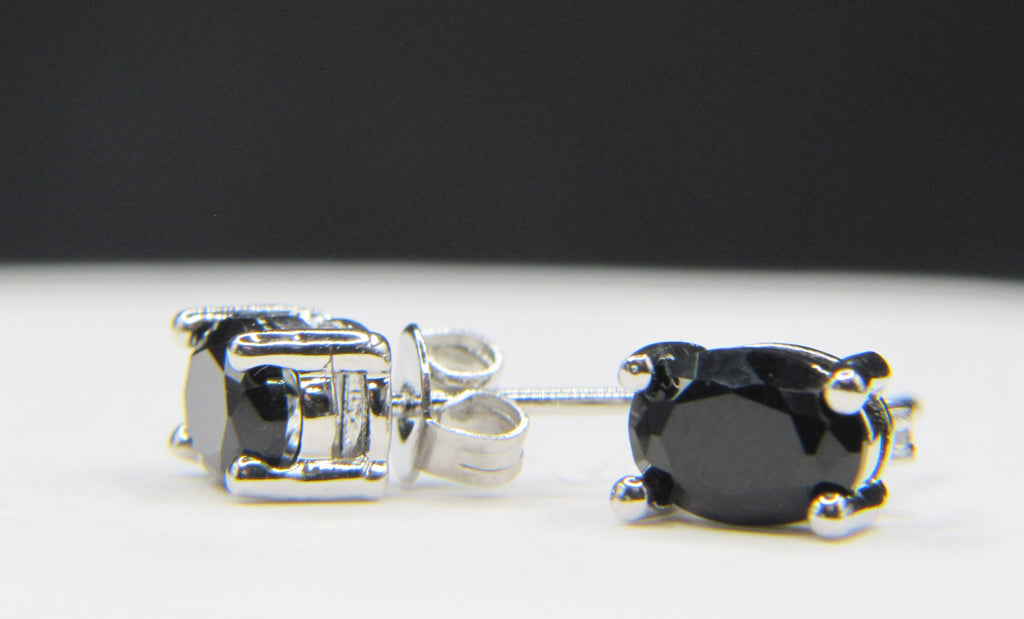Obsidian Oval CZ Stud Earrings