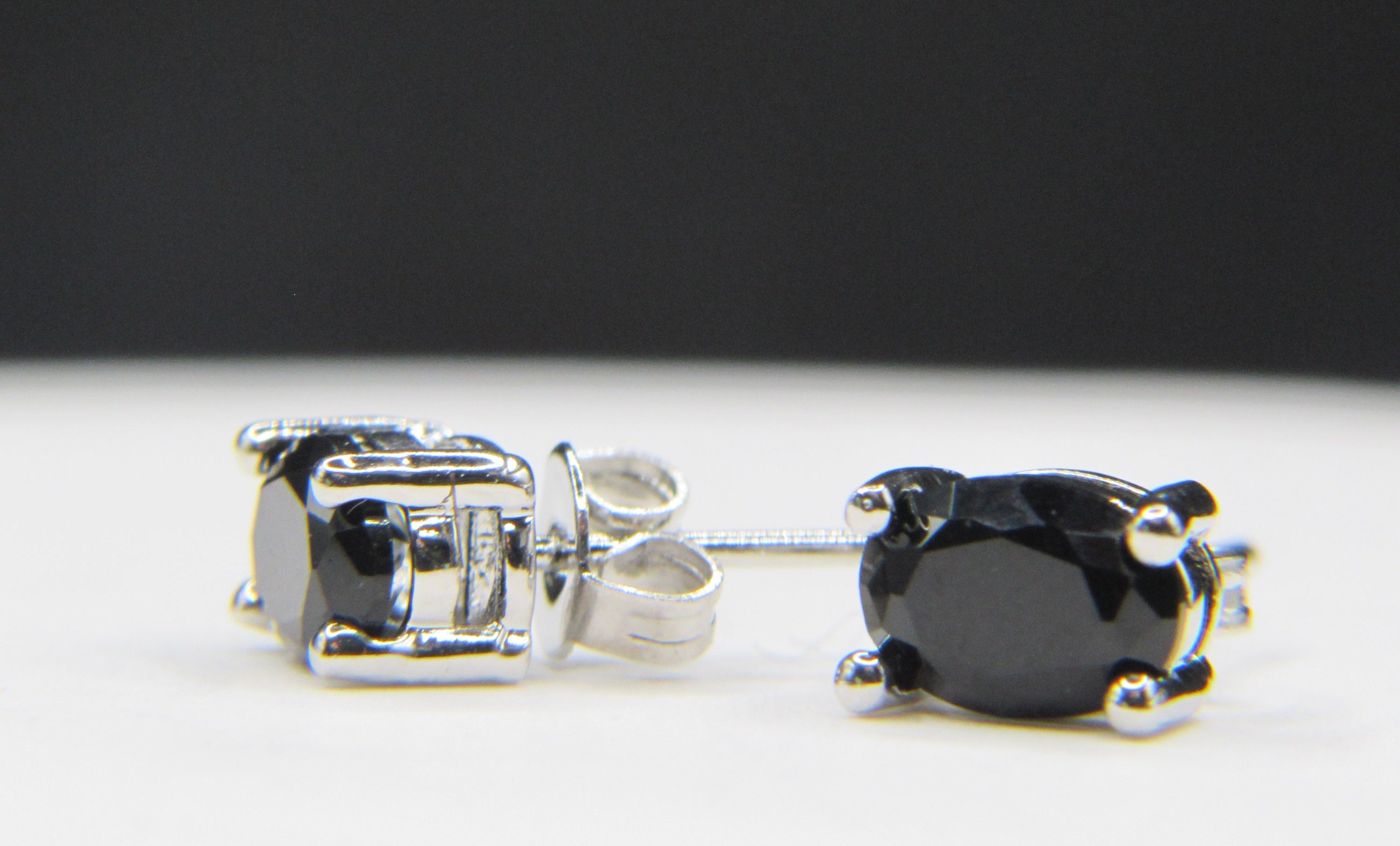Obsidian Oval CZ Stud Earrings