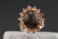 Moonlit Cat's Eye Sunstone & Rhodolite Garnet Halo Ring