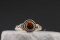 Solstice Ember Ring — Round Amber & Sterling Silver, Size 10