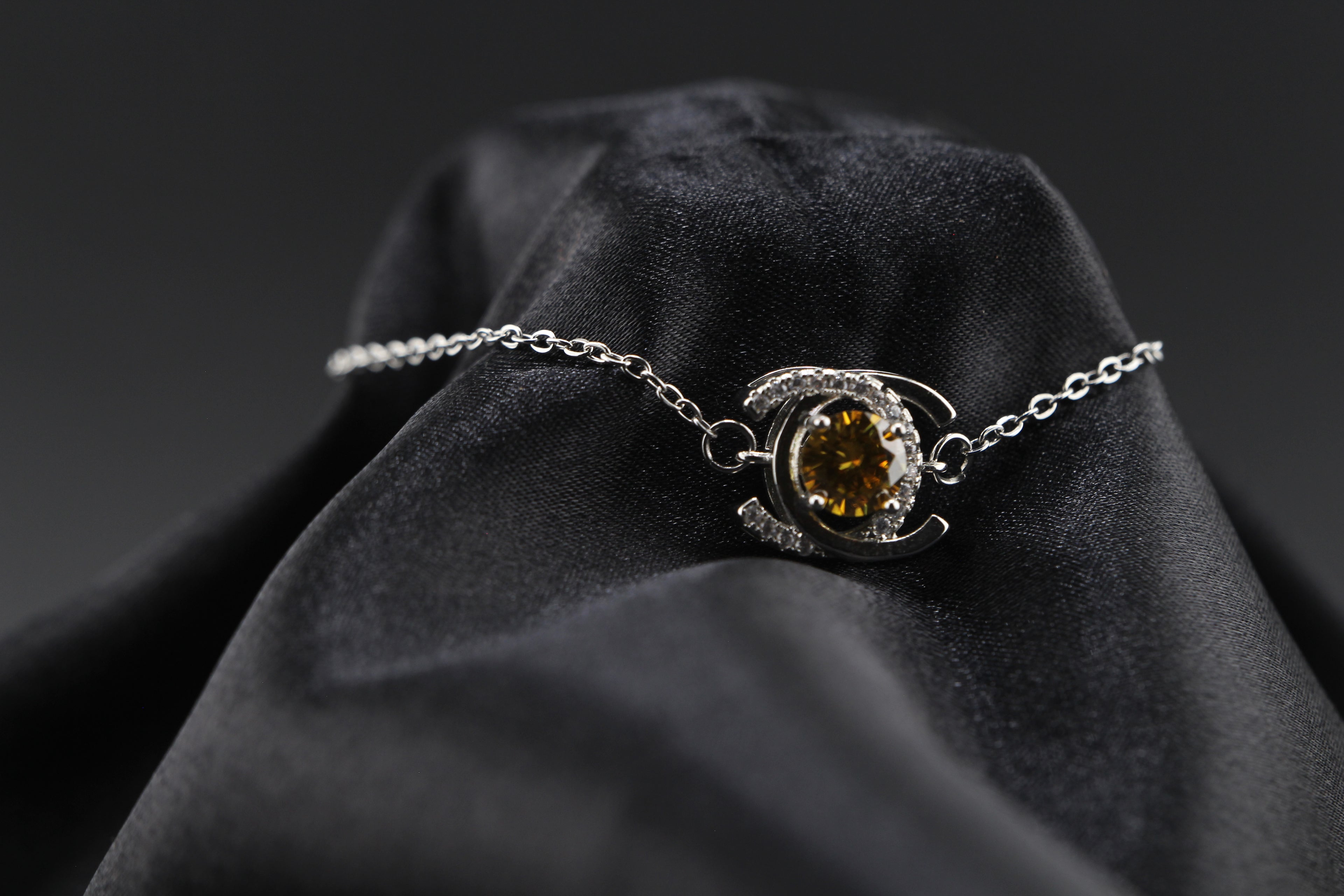 Crescent Halo Citrine CZ Bracelet