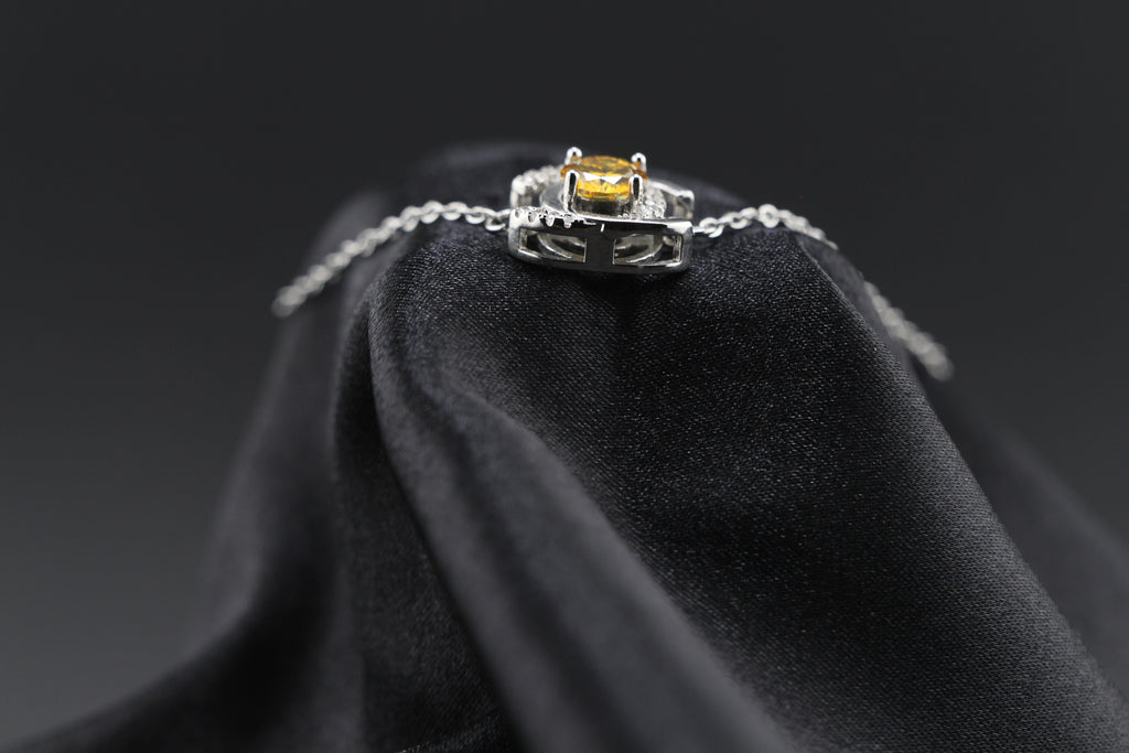Crescent Halo Citrine CZ Bracelet