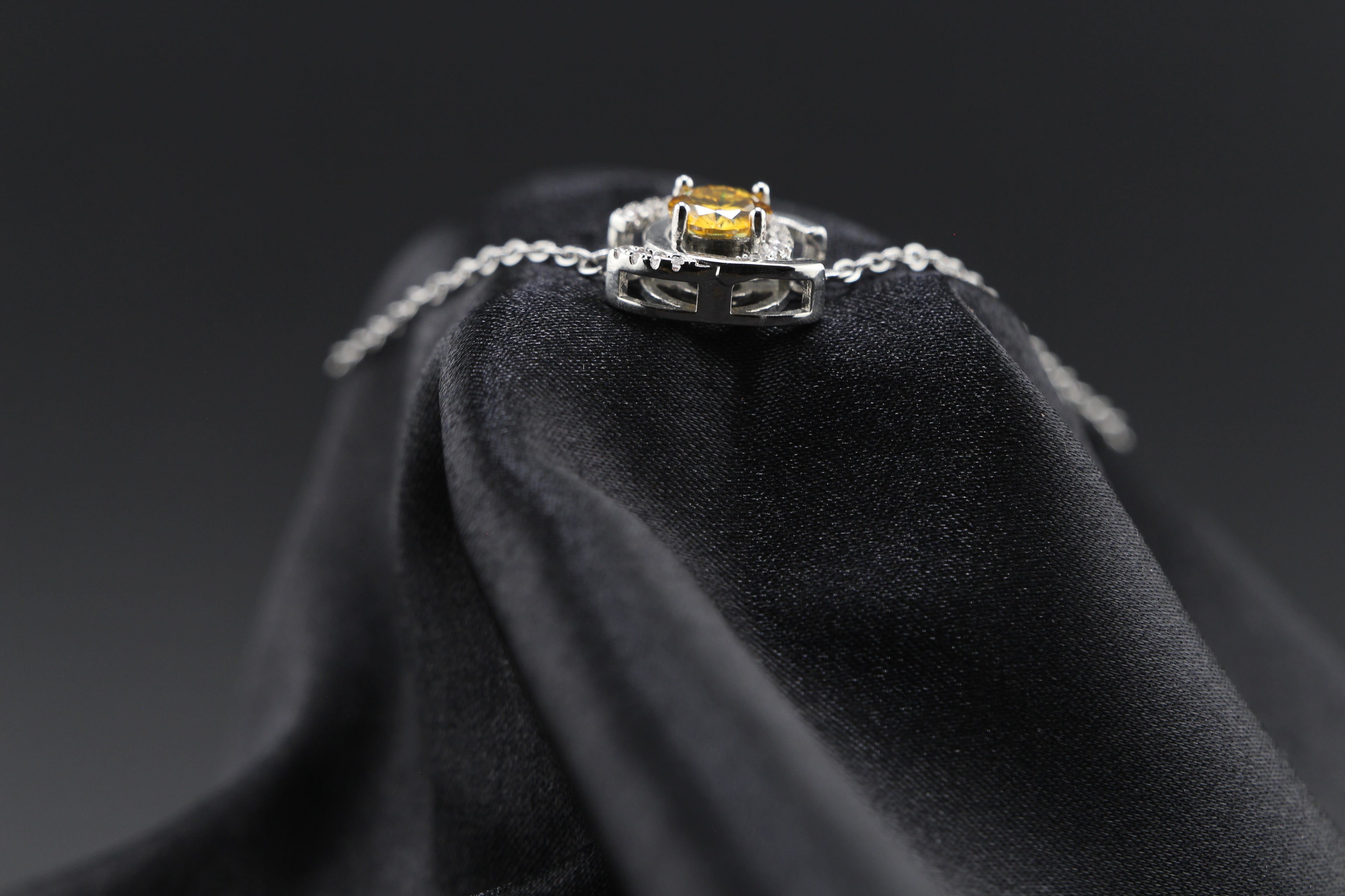 Crescent Halo Citrine CZ Bracelet