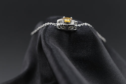 Crescent Halo Citrine CZ Bracelet