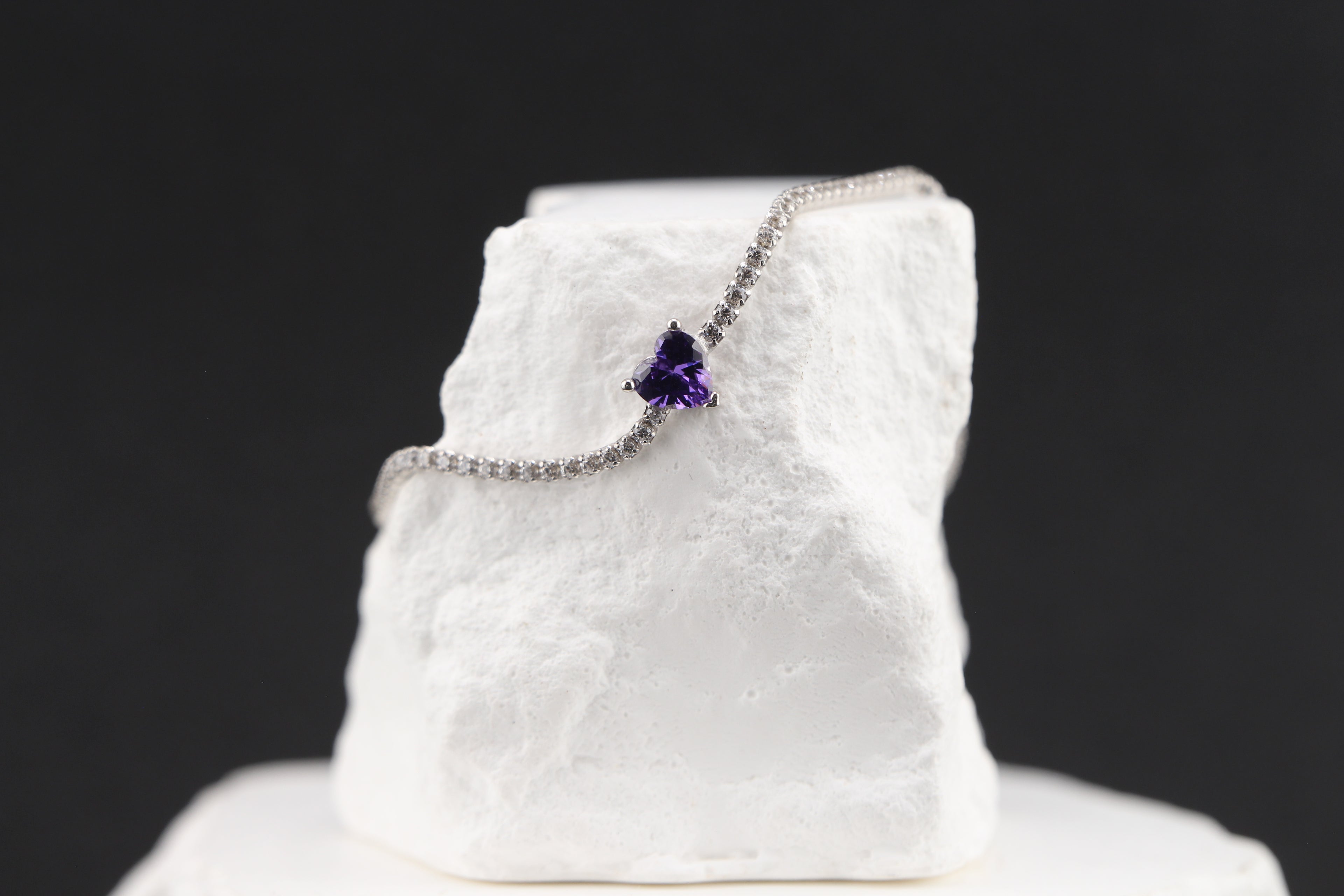 Purple CZ Heart Bracelet