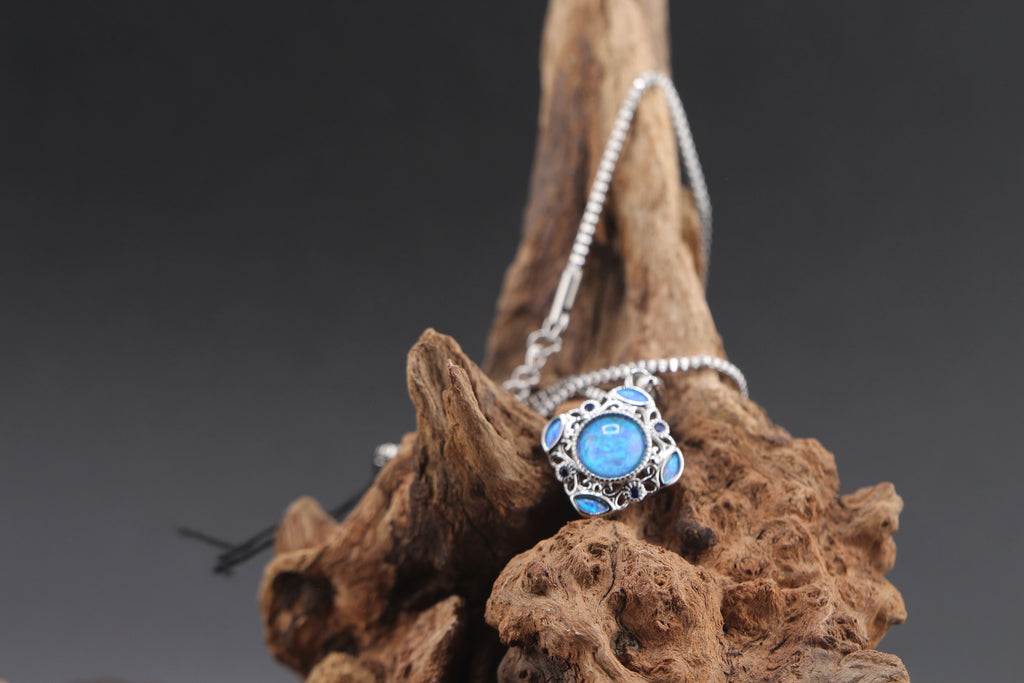 Moonlit Blue Opal Pendant Set