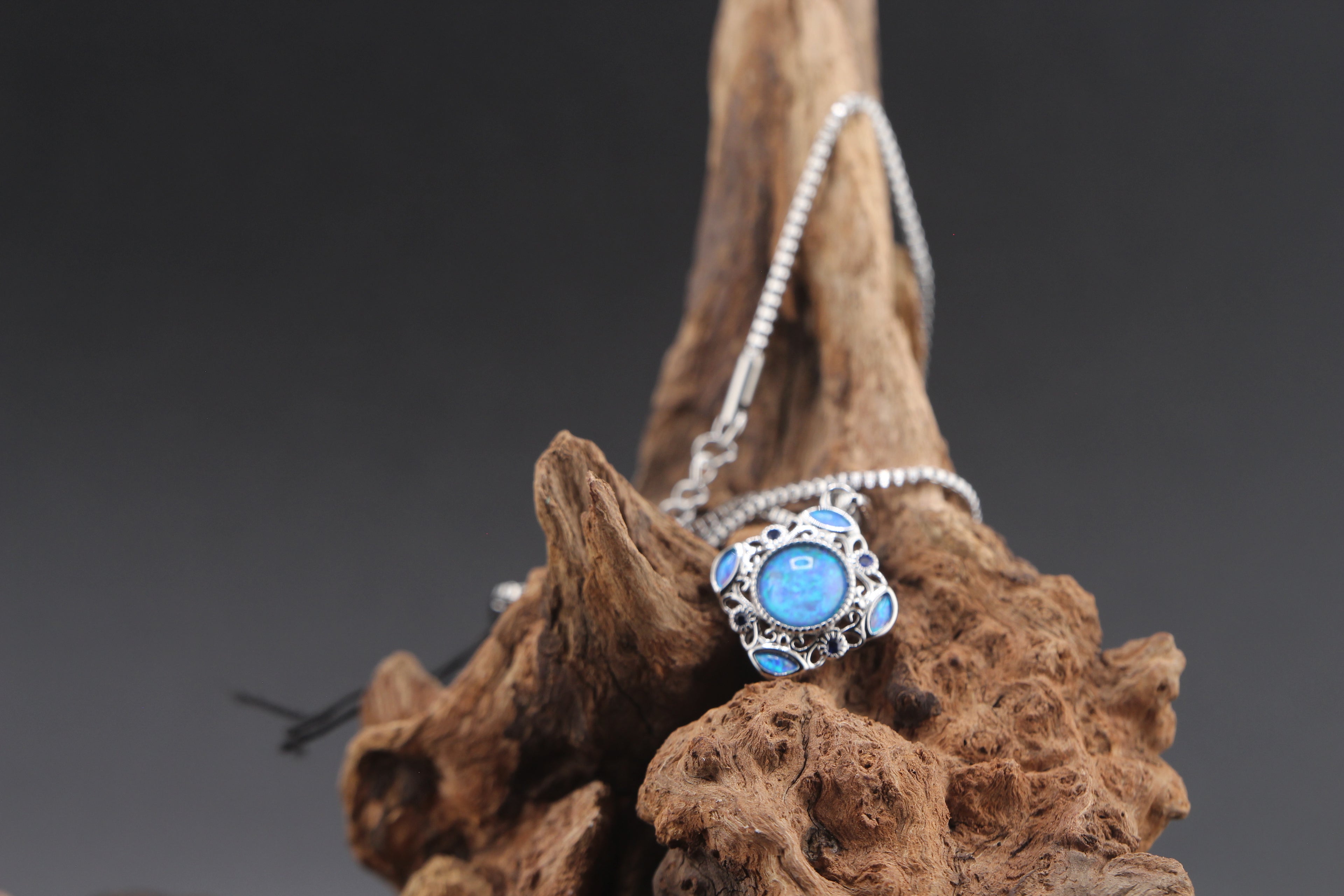 Moonlit Blue Opal Pendant Set