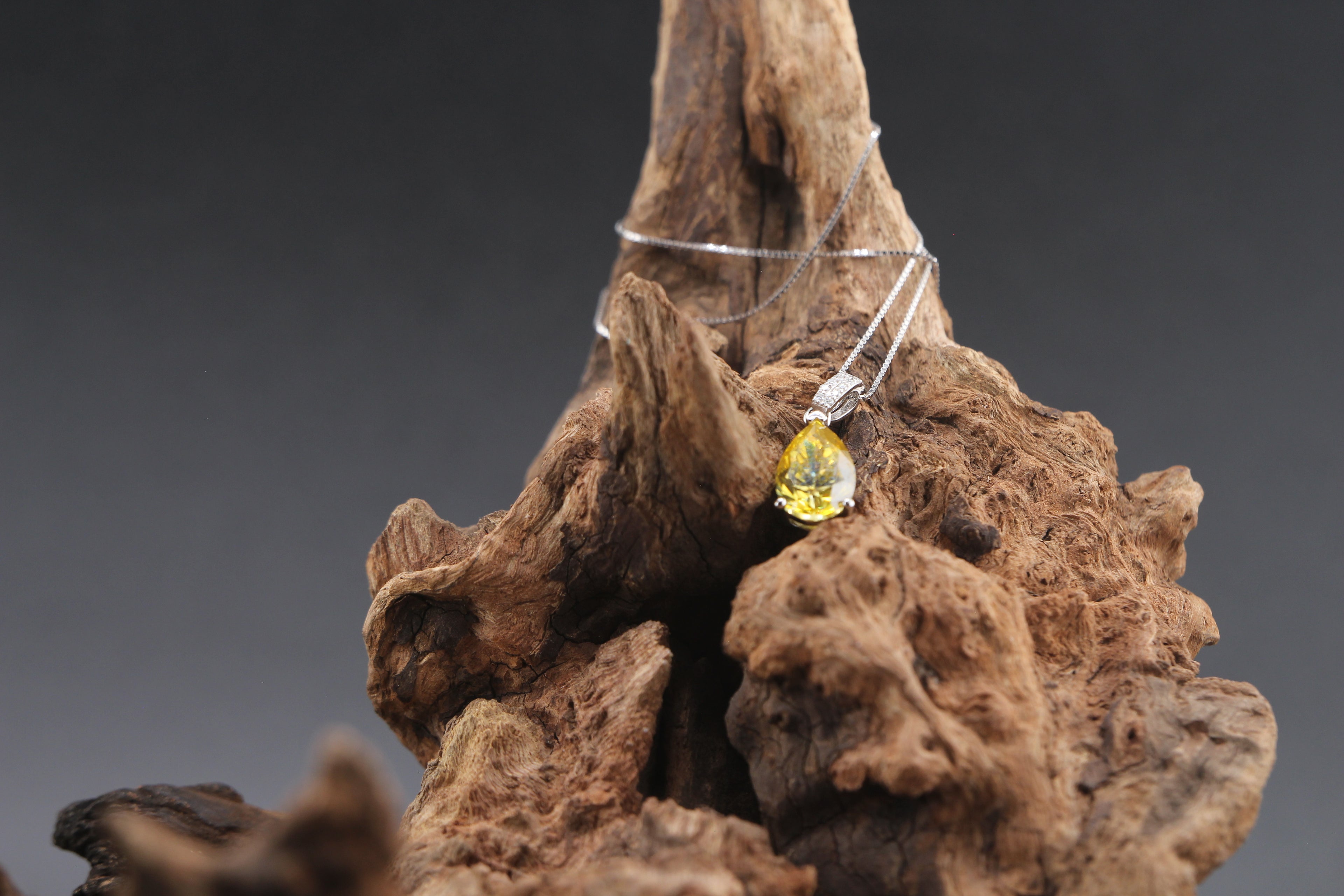 Lunar Citrine Drop — Pear-Cut Pendant Necklace