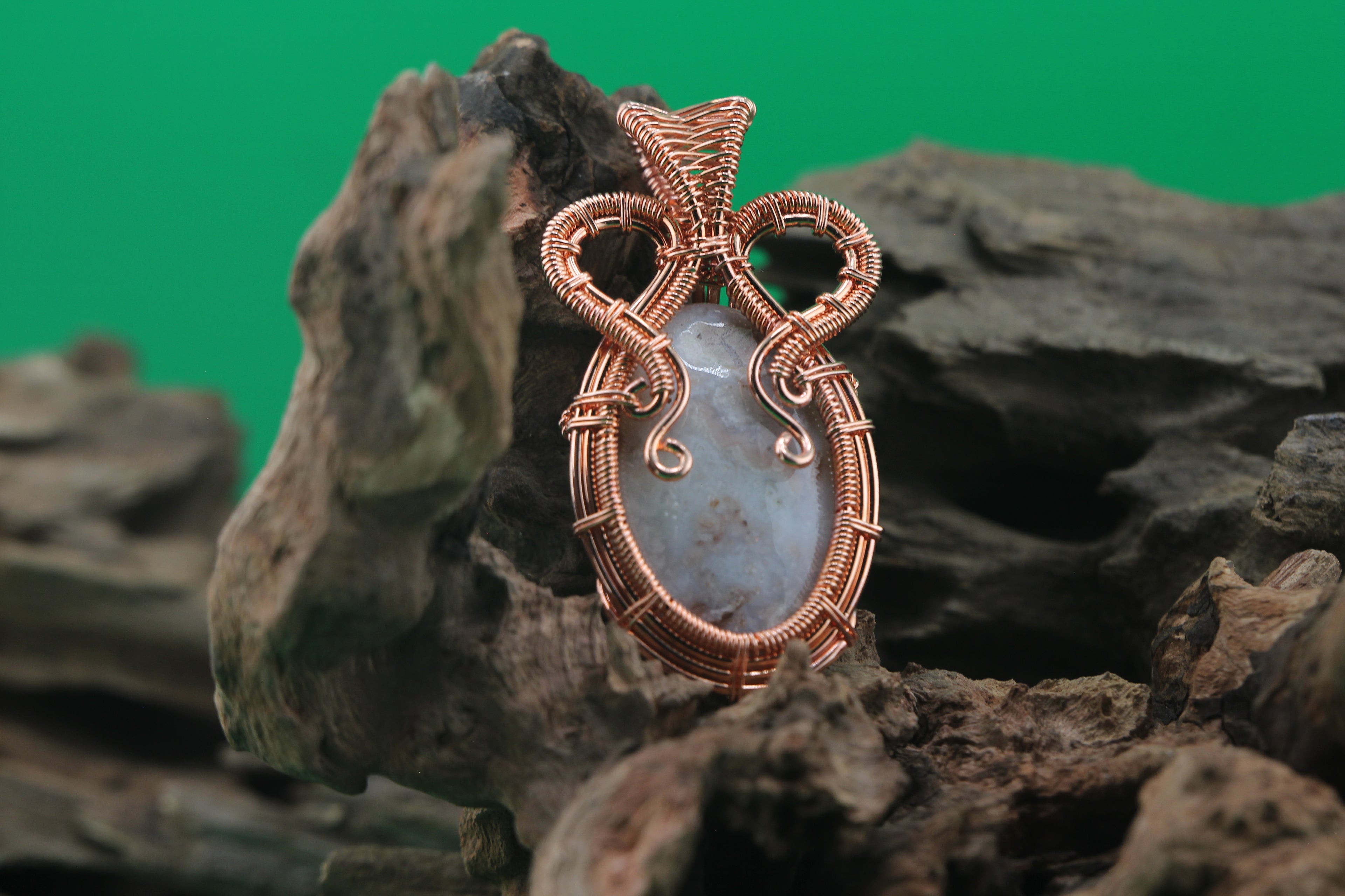 Lunar Serenity — Scolecite & Copper Wire Pendant