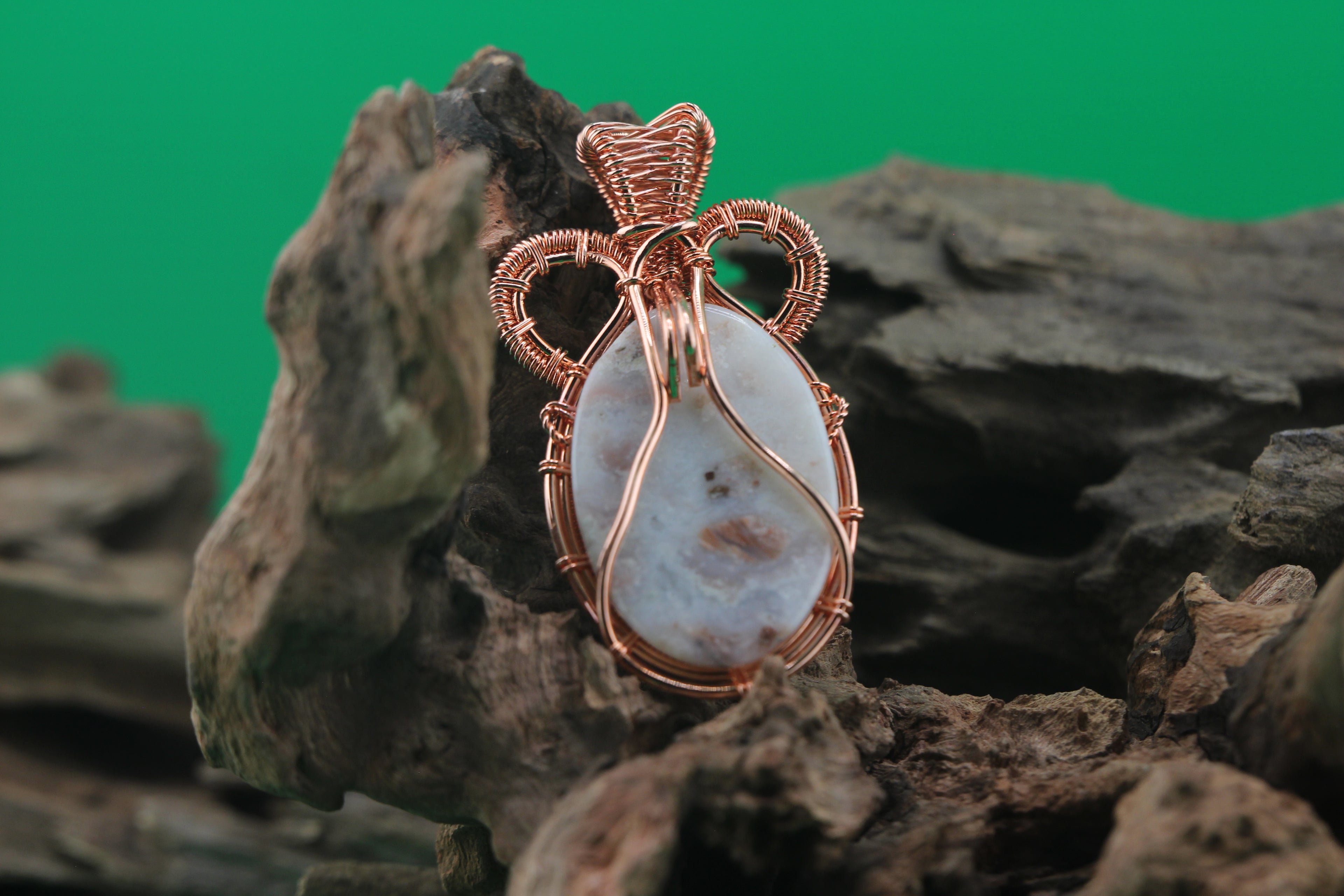 Lunar Serenity — Scolecite & Copper Wire Pendant