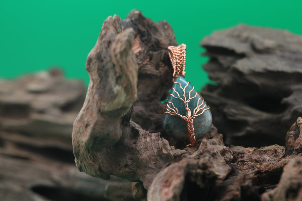 Tide & Root — Larimar & Copper Wire Tree of Life Pendant