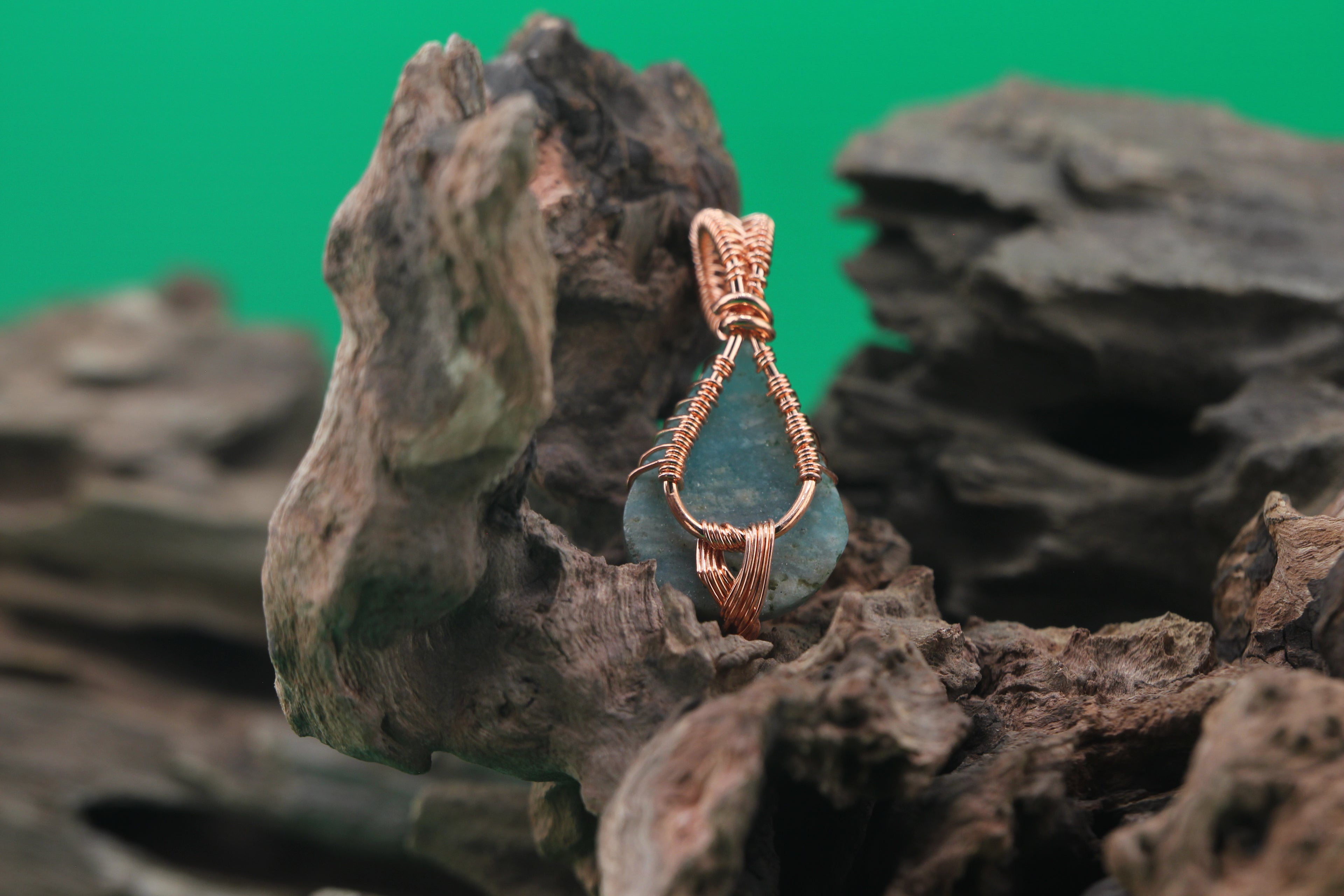 Tide & Root — Larimar & Copper Wire Tree of Life Pendant