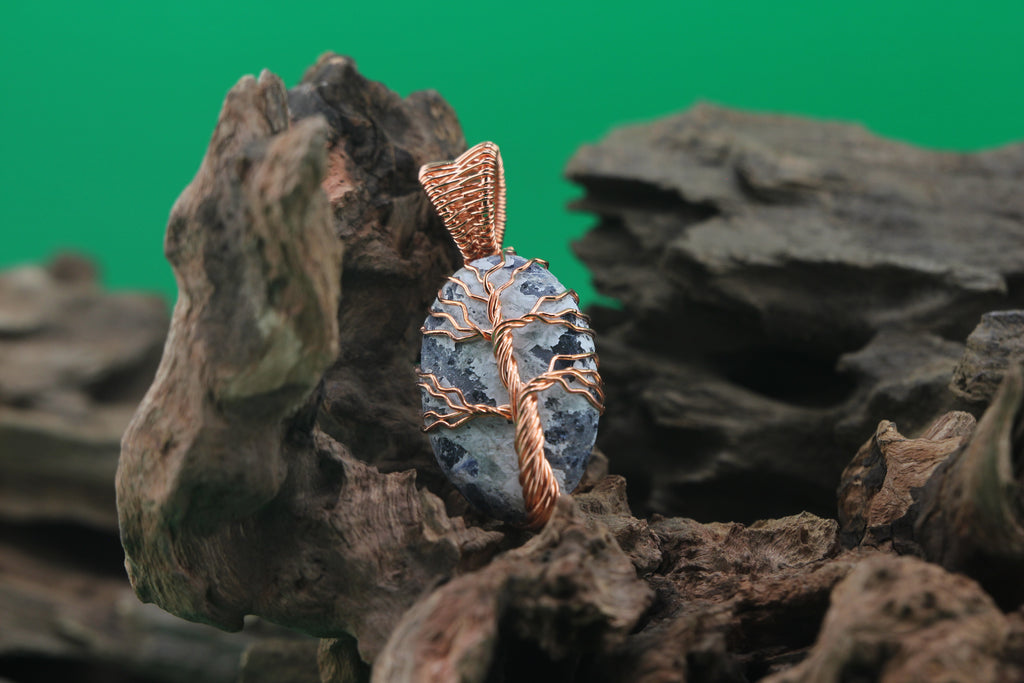 Tidal Grove — Ocean Jasper & Copper Wire Tree of Life Pendant