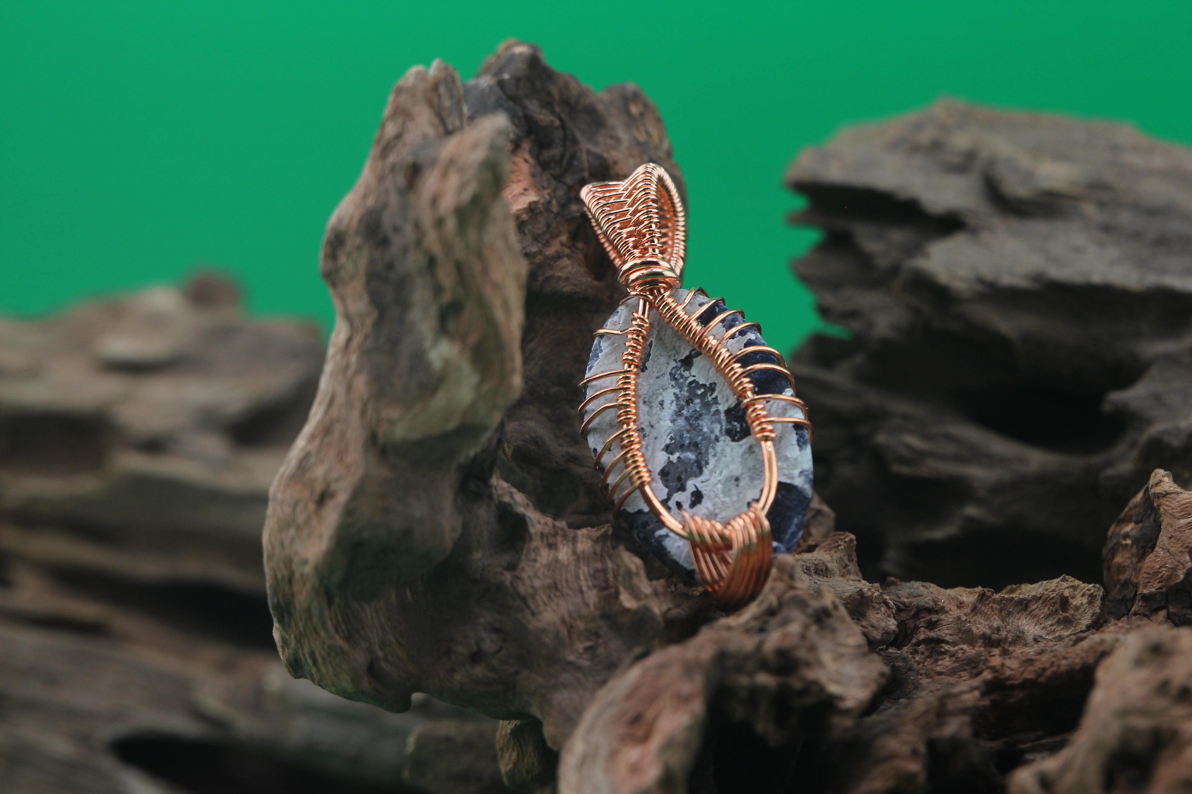 Tidal Grove — Ocean Jasper & Copper Wire Tree of Life Pendant