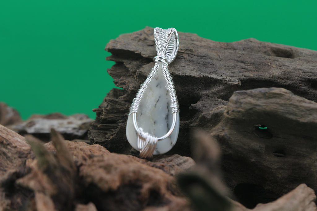 Forest Veil — Dendrite Opal & Silver Wire Tree of Life Pendant