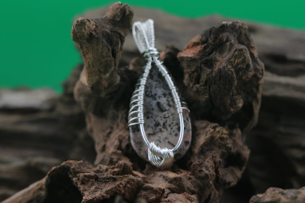 Forest Veil II — Dendrite Opal & Silver Wire Tree of Life Pendant