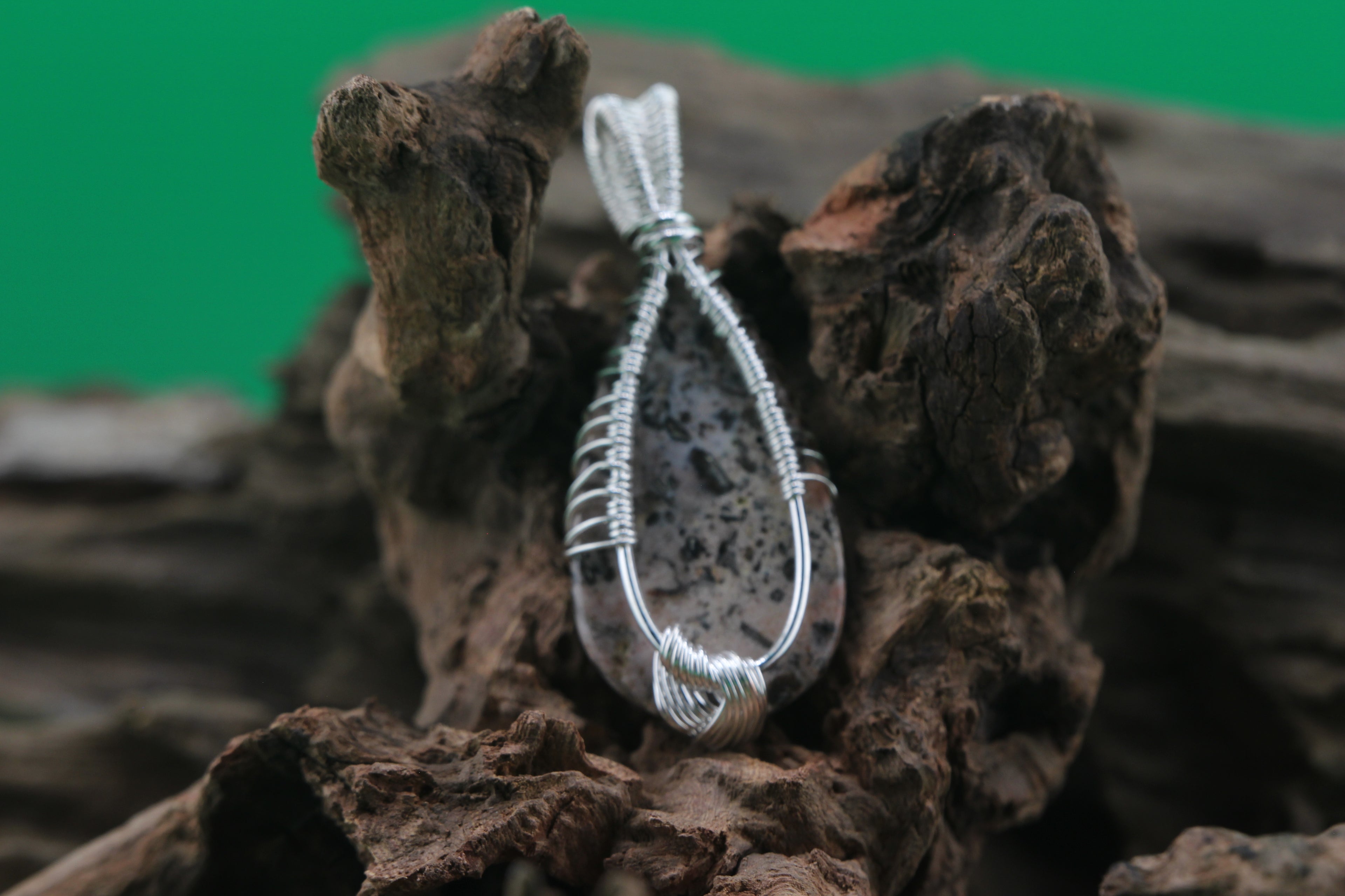 Forest Veil II — Dendrite Opal & Silver Wire Tree of Life Pendant