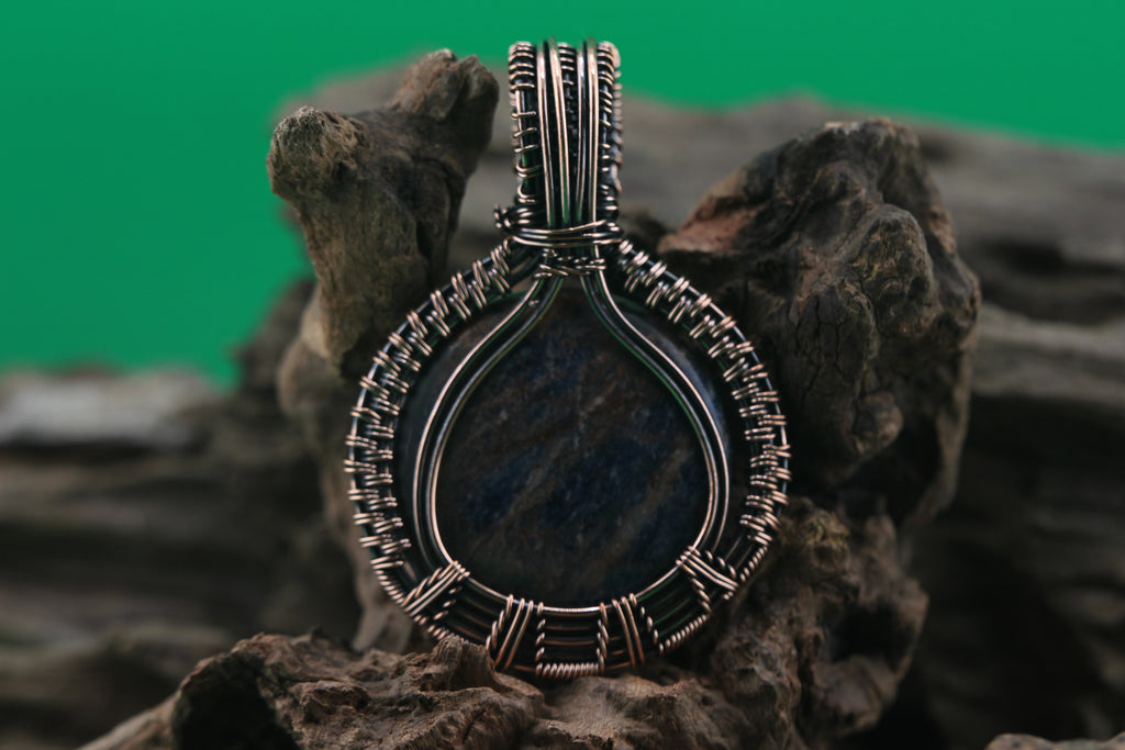 Celestial Orb — Labradorite & Copper Wire Round Pendant
