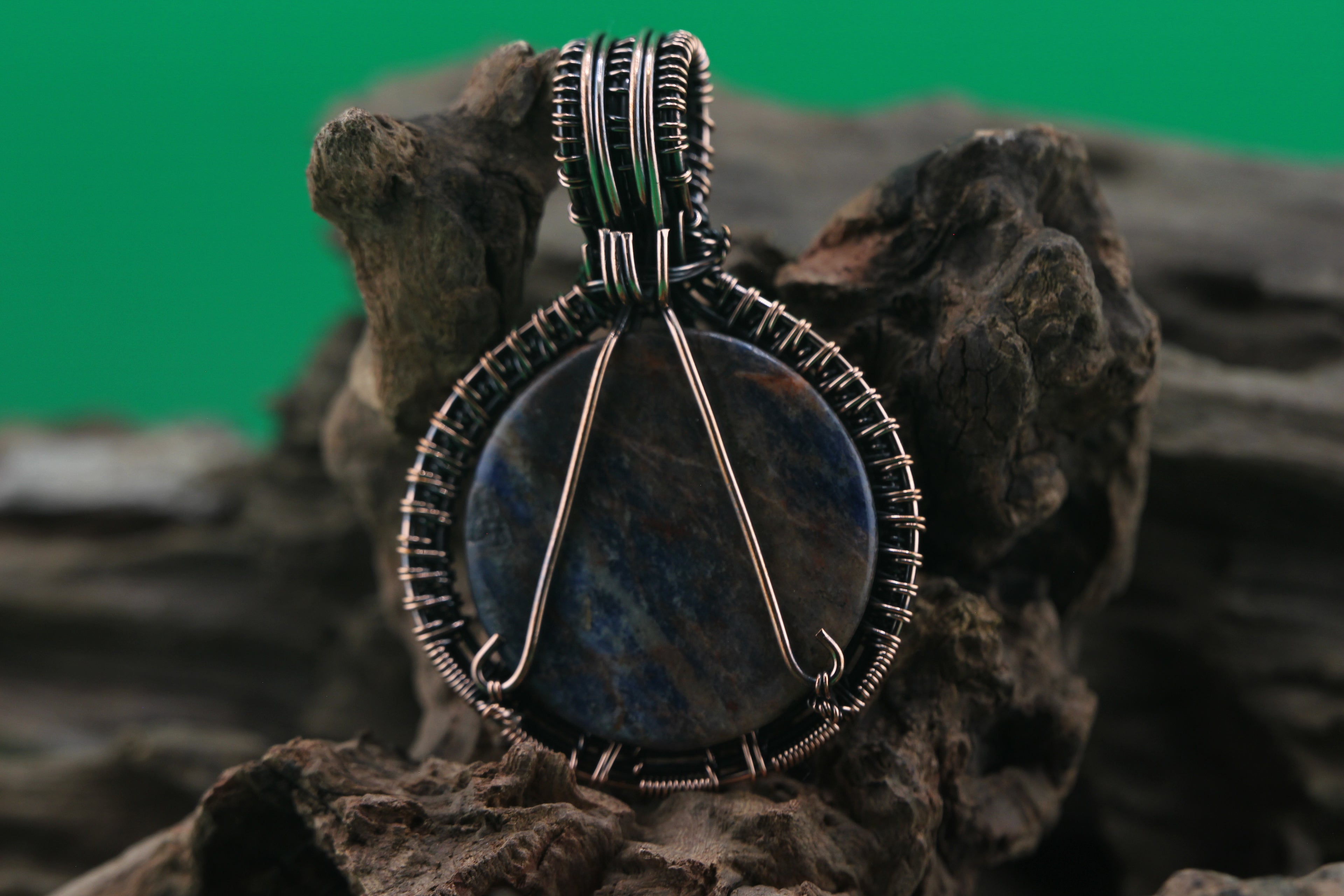 Celestial Orb — Labradorite & Copper Wire Round Pendant