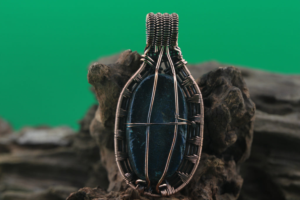 Sea Whisper — Larimar & Copper Wire Pendant