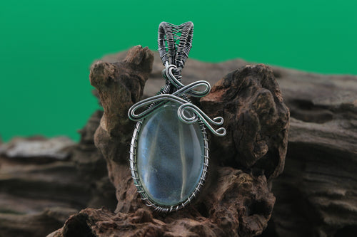 Aurora Veil — Opalite & Silver Wire Pendant