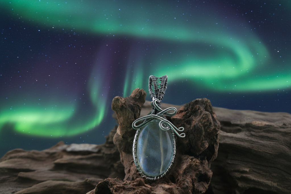 Aurora Veil — Opalite & Silver Wire Pendant