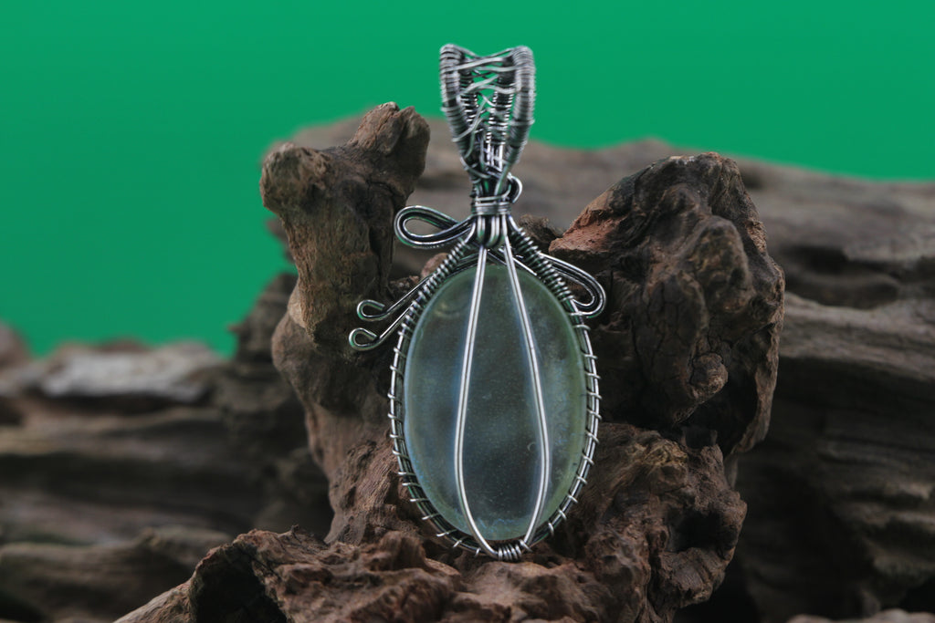 Aurora Veil — Opalite & Silver Wire Pendant