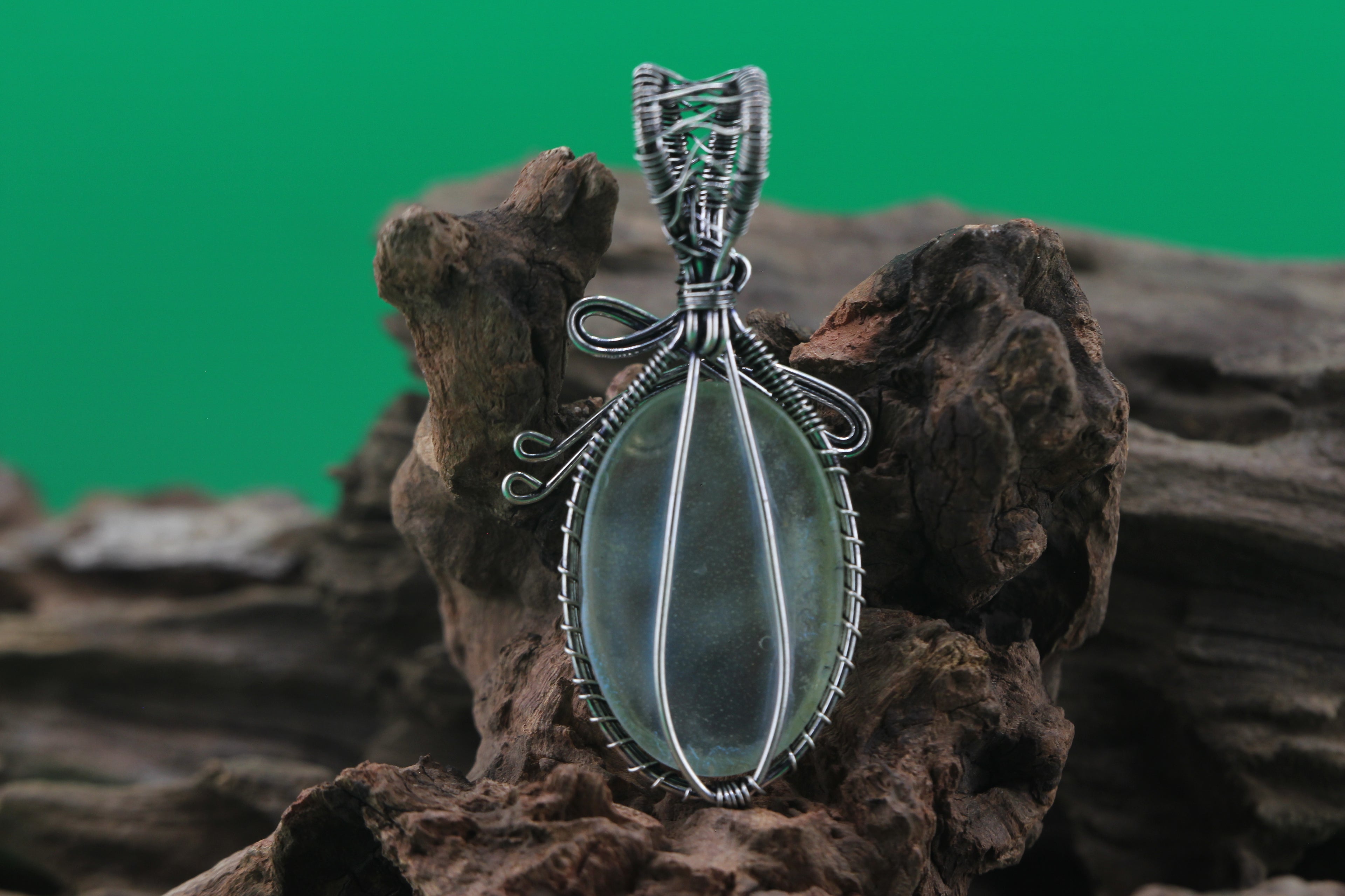 Aurora Veil — Opalite & Silver Wire Pendant