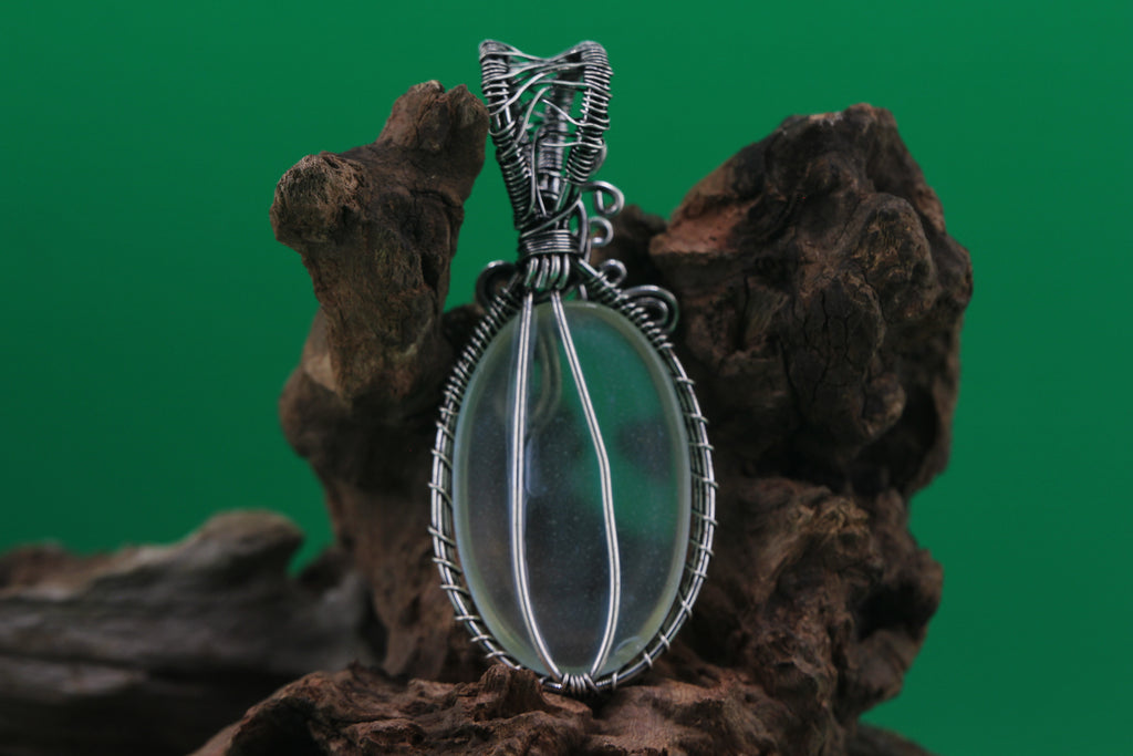 Aurora Veil III — Opalite & Silver Wire Pendant