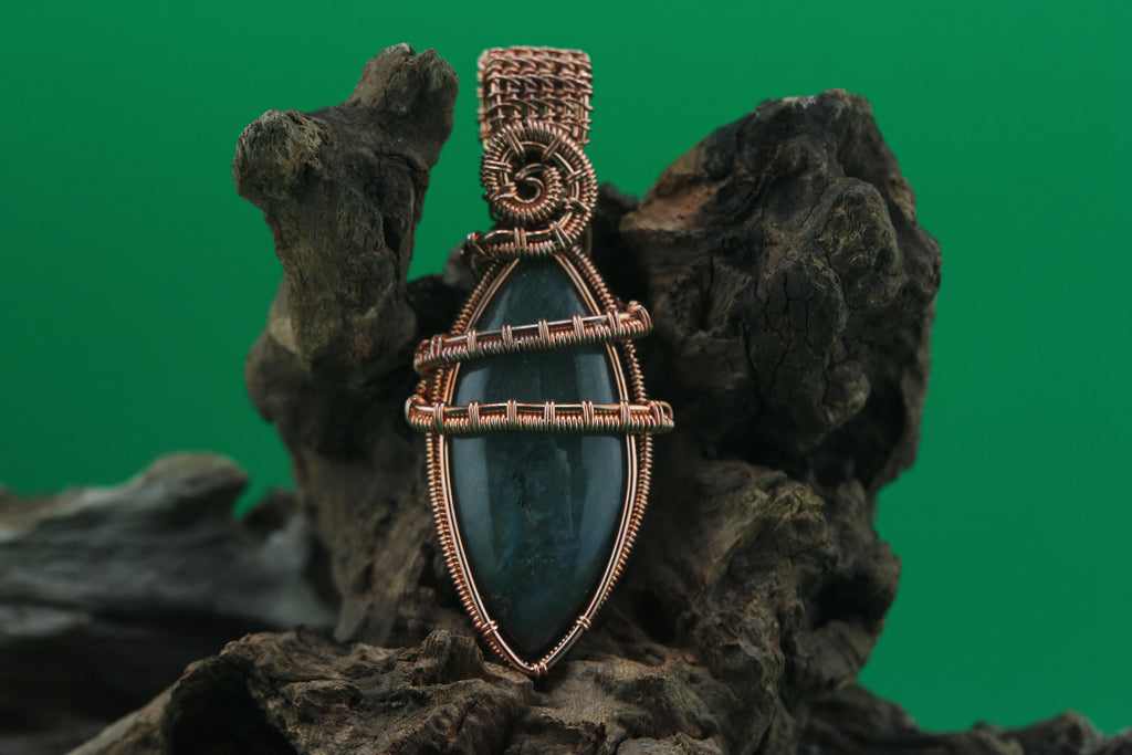 Verdant Soul — Moss Agate & Copper Wire Pendant