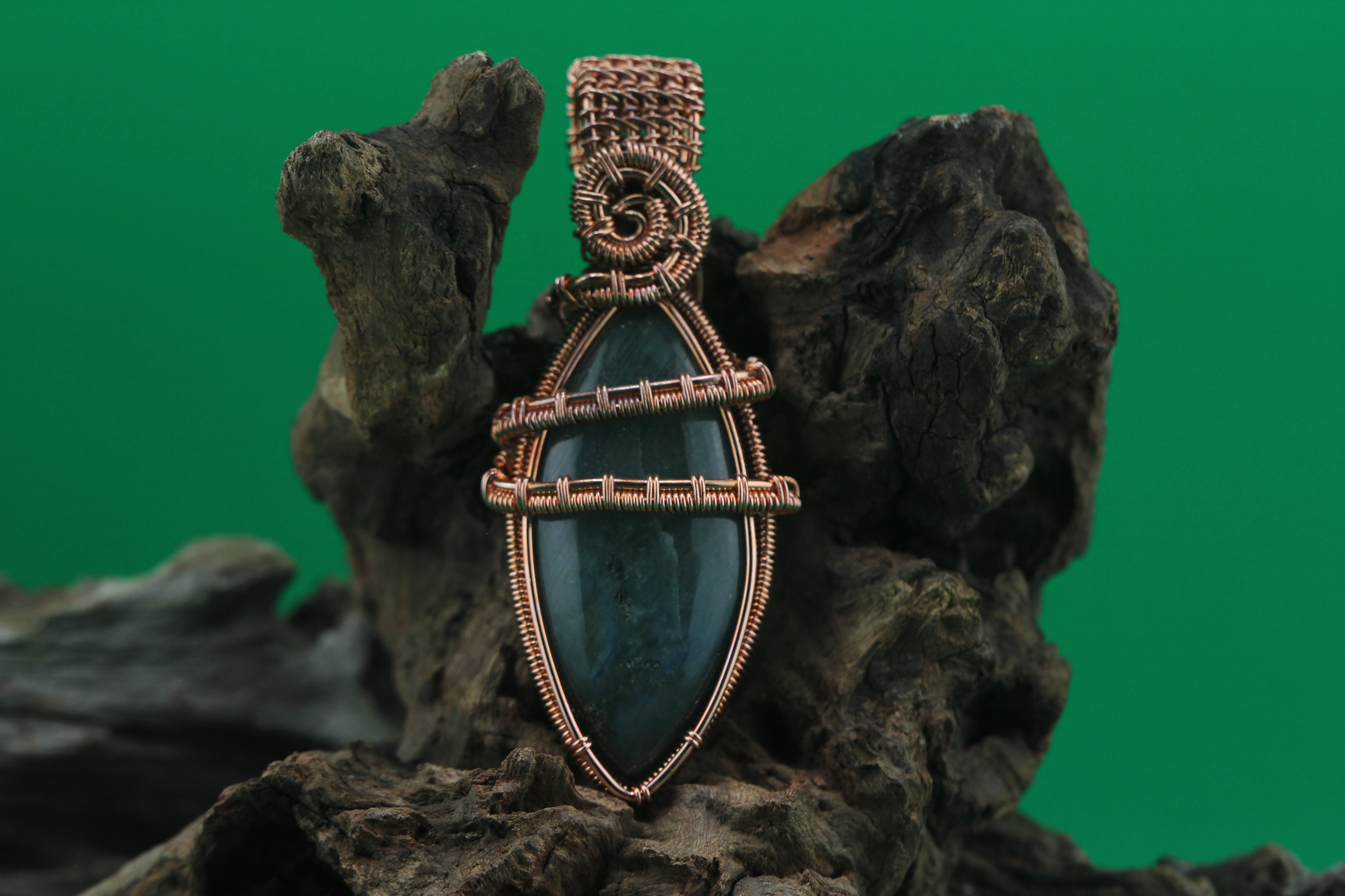 Verdant Soul — Moss Agate & Copper Wire Pendant
