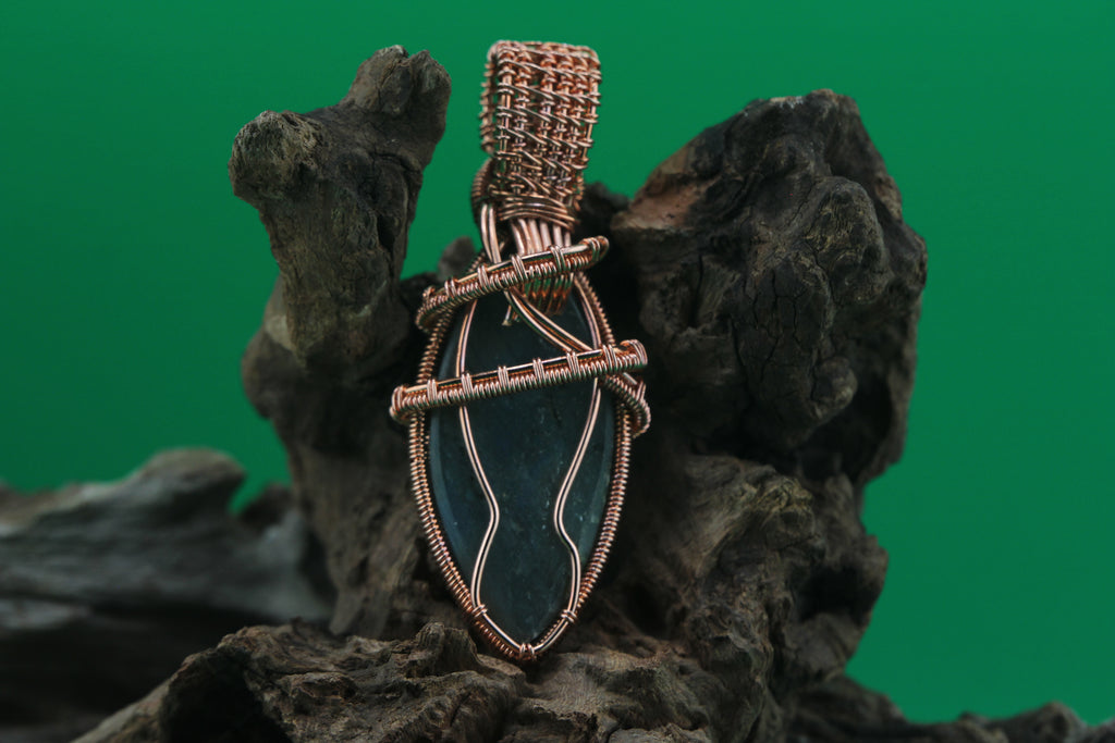 Verdant Soul — Moss Agate & Copper Wire Pendant